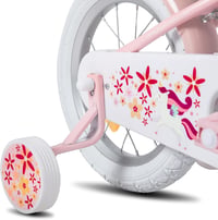 JOYSTAR Einhorn gyerekkerékpár 14"-os lányoknak, babakülönítménnyel és kosárral - rózsaszín 6