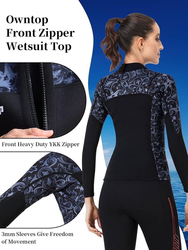 Joysummer 3 mm Neoprene Unisex Búvárfelső - Hosszú Ujjú Neoprén Dzseki Búvárkodáshoz, Szörfözéshez, Snorkelezéshez, UPF 50+ UV Védelemmel, X