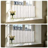 Joyswahl Jasmine voile bistro kratka zavjesa s trakom za provlačenje, prozirna kuhinjska vitraž zavjesa, 60x140 cm, bijela, 1 kom. 2
