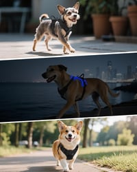 Joytale LED kutya hám közepes kutyáknak, fényvisszaverő, töltethető, fekete-kék M 6