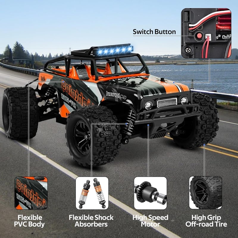 JOYTREKY Távirányítós Monster Truck 1:18 - 40 km/h Sebesség, 4WD Terepjáró, Vízálló, 2.4GHz Technológia, Gyerekeknek és Felnőtteknek