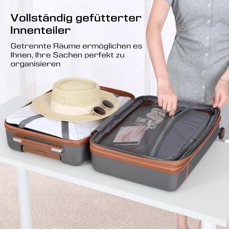 Joyway ABS Bőrönd Szett 5 Részes - Kemény Héjú Bővíthető Gurulós Utazótáska TSA Zárral, 360° Kerekekkel, Szürke