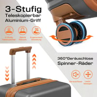 Joyway ABS Bőrönd Szett 5 Részes - Kemény Héjú Bővíthető Gurulós Utazótáska TSA Zárral, 360° Kerekekkel, Szürke 4