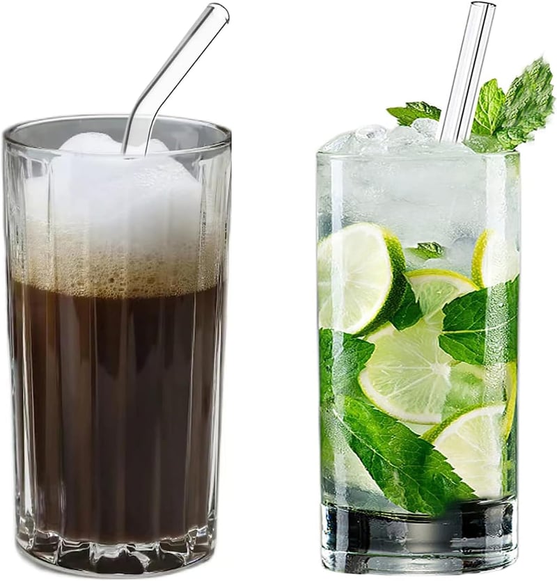 JOYZYAIYY Üveg Szívószál Szett 13 db - Görbült és Egyenes Szívószálak Tisztító Kefékkel