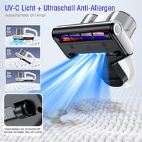 JPHYLL Ágyi Porszívó UV Fénnyel 16 kPa Szívóerő Ultrahangos HEPA Szűrő Forró Levegő Funkció Matrac Porszívó Atkák Allergiák Ellen 500W 3