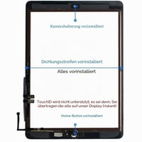 Dotykové sklo (digitalizér) pre iPad 6. generácie (2018), 9,7", bez LCD, s tlačidlom Home - čierne 2