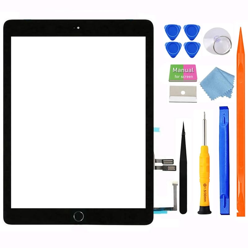 Dotykové sklo (digitalizér) pre iPad 6. generácie (2018), 9,7", bez LCD, s tlačidlom Home - čierne