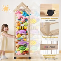 Jradse Úložný box na plyšové hračky 146x47x35 cm, úložný priestor z masívneho dreva s uzamykateľnými 360° kolieskami do detskej izby, obývačky a spálne 2