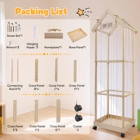 Jradse Úložný box na plyšové hračky 146x47x35 cm, úložný priestor z masívneho dreva s uzamykateľnými 360° kolieskami do detskej izby, obývačky a spálne 8