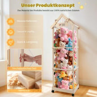 Jradse Úložný box na plyšové hračky 146x47x35 cm, úložný priestor z masívneho dreva s uzamykateľnými 360° kolieskami do detskej izby, obývačky a spálne 7