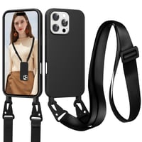 Husă Jrkvniv pentru iPhone 15 Pro cu șnur, Negru - Husă pentru telefon mobil cu cordon, Husă cu curea de mână 1