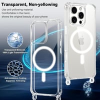 Magnetický priehľadný kryt na iPhone 11 Pro Max s popruhom na krk, kompatibilný s MagSafe, tenký silikónový TPU zadný kryt odolný voči nárazom s odnímateľnou šnúrkou, čierny 3
