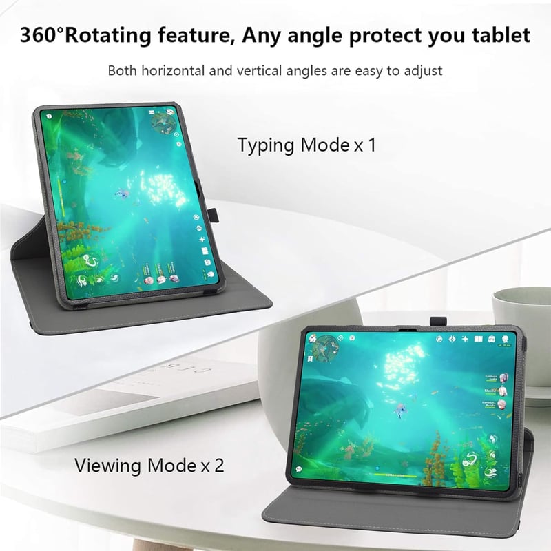 JRTAL OnePlus Pad 2 Tok 360° Forgatható Fekete Műbőr Védőtok Állvánnyal 12 Hüvelykes Android Tablet Burkolat
