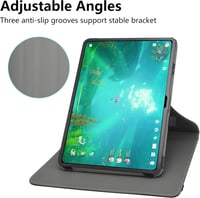 JRTAL OnePlus Pad 2 Tok 360° Forgatható Fekete Műbőr Védőtok Állvánnyal 12 Hüvelykes Android Tablet Burkolat 2