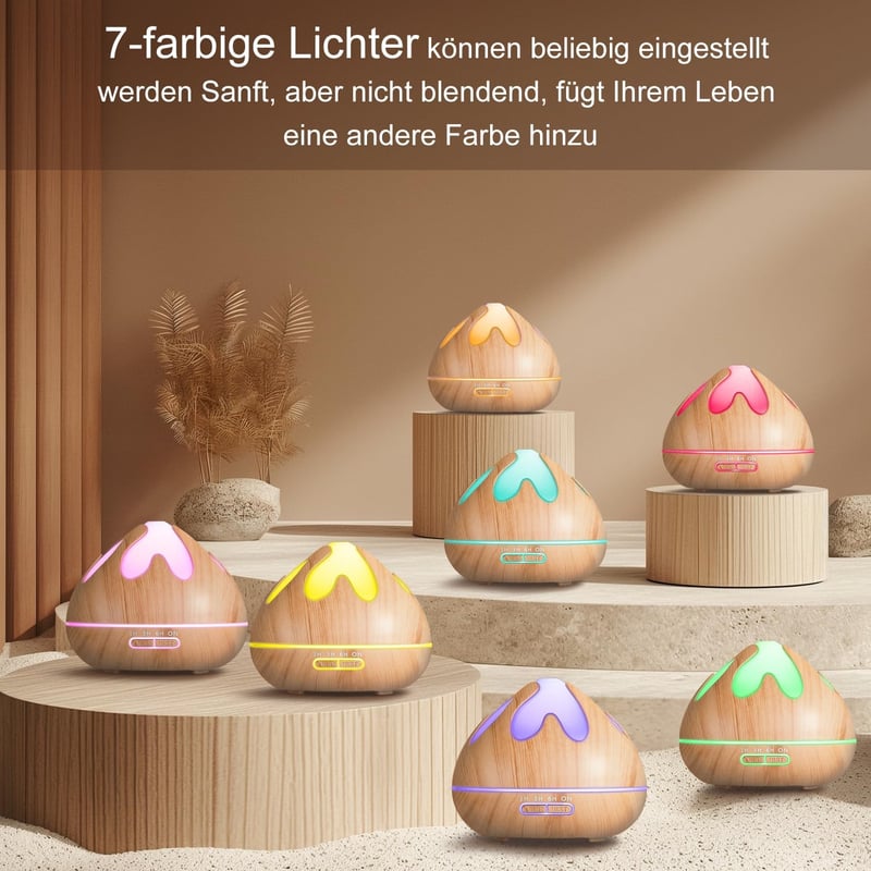 JRXH Aroma Diffúzor 500ml - Ultrahangos Párásító Illóolajokhoz, 7 Színű LED Világítással, Távirányítóval, 4 Időzítővel, Sárga