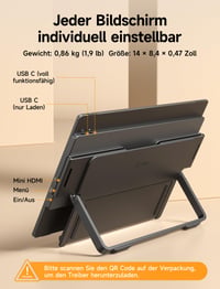 JSAUX FlipGo Horizon Pro Rozširujúci monitor k notebooku 15,6" FHD 1080P s magnetickým zámkom, trojitý monitor pre notebooky 13"-16", Windows/MacOS 4