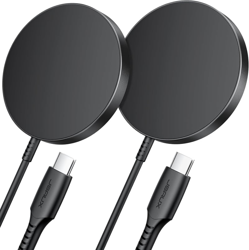 JSAUX MagSafe mágneses vezeték nélküli töltőpad 2 db - fekete