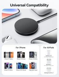 JSAUX MagSafe mágneses vezeték nélküli töltőpad 2 db - fekete 6