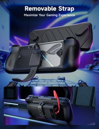 Ochranný kryt JSAUX PC0111 ModCase pre konzolu ASUS ROG Ally X (2024), s odnímateľným predným krytom, kovovým stojanom, 4 slotmi na MicroSD karty a popruhom na príslušenstvo 5
