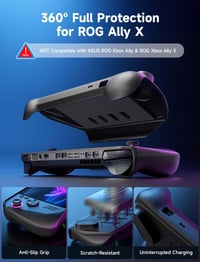 Ochranný kryt JSAUX PC0111 ModCase pre konzolu ASUS ROG Ally X (2024), s odnímateľným predným krytom, kovovým stojanom, 4 slotmi na MicroSD karty a popruhom na príslušenstvo 2