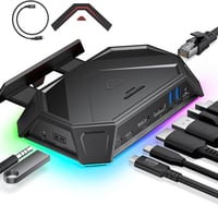 Docking station JSAUX RGB 12 în 1 pentru Steam Deck OLED, ROG Ally, Legion Go, 4K 120Hz, HDMI, DP, Gigabit Ethernet, USB-C 3.2, USB-A 3.2/2.0, SD, TF, 3.5mm, negru 1