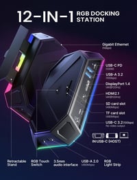 Docking station JSAUX RGB 12 în 1 pentru Steam Deck OLED, ROG Ally, Legion Go, 4K 120Hz, HDMI, DP, Gigabit Ethernet, USB-C 3.2, USB-A 3.2/2.0, SD, TF, 3.5mm, negru 2