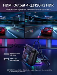JSAUX RGB dokkoló Steam Deck OLED/ROG Ally 12az1-ben 4K 120Hz HDMI DisplayPort Gigabit Ethernet 6