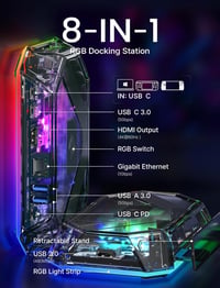 JSAUX RGB dokkoló Steam Deck OLED/ROG Ally/Legion Go 8az1-ben 4K 120Hz HDMI 2