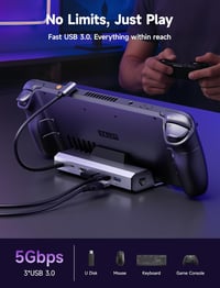 JSAUX Steam Deck dokkoló 65W töltővel, HDMI 4K, Gigabit Ethernet, 3x USB 3.0 5