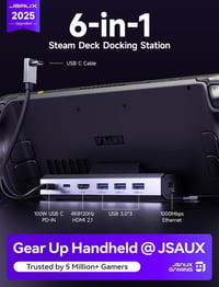 JSAUX Steam Deck dokkoló 65W töltővel, HDMI 4K, Gigabit Ethernet, 3x USB 3.0 2