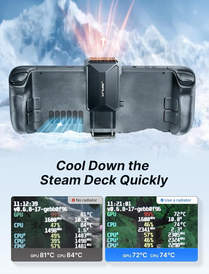 JSAUX Steam Deck hűtőventilátor állvánnyal, gaming cooler kiegészítő