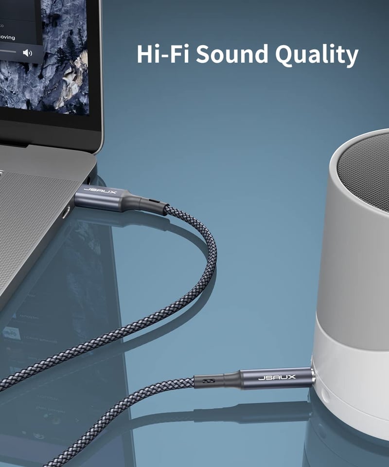 JSAUX USB C - 3.5mm Jack Aux Kábel 2m - Tartós Fém Audió Adapter iPhone 16/15, Galaxy S23, Huawei Telefonokhoz, Autós Hangszórókhoz