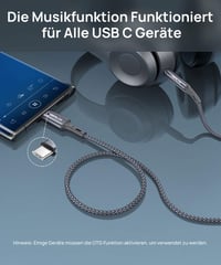 JSAUX USB C - 3.5mm Jack Aux Kábel 2m - Tartós Fém Audió Adapter iPhone 16/15, Galaxy S23, Huawei Telefonokhoz, Autós Hangszórókhoz 3