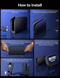JSAUX USB-C hosszabbító kábel állvánnyal Switch 2 dokkhoz, 4K, gyorstöltés - 35 cm 8
