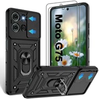 Puzdro Jshru pre Motorola G75 5G čierne, s ochranou displeja, ochranou fotoaparátu, vojenským stupňom odolnosti proti nárazom a prstencovým stojanom 1