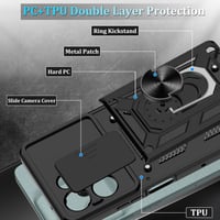 Puzdro Jshru pre Motorola G75 5G čierne, s ochranou displeja, ochranou fotoaparátu, vojenským stupňom odolnosti proti nárazom a prstencovým stojanom 6