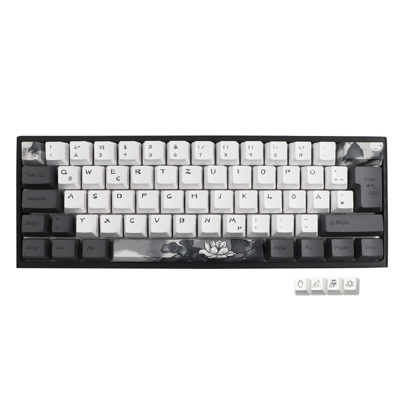 Sada klávesov JSJT Ink Lotus PBT OEM, 140 kláves, nemecké rozloženie