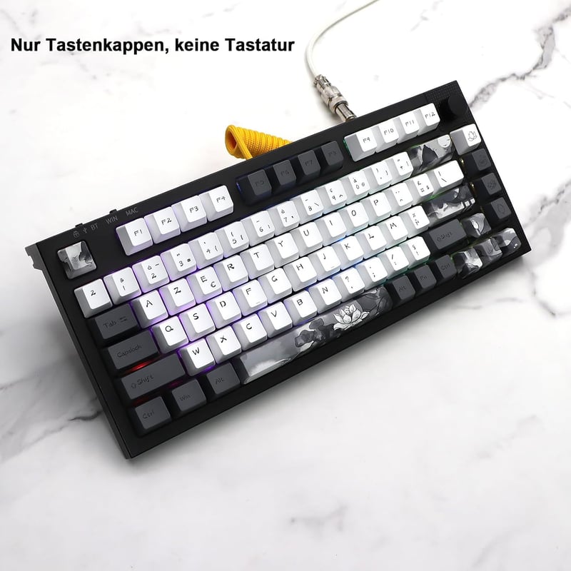 JSJT Ink Lotus ISO Francia PBT Keycaps OEM profil Cherry MX mechanikus billentyűzethez