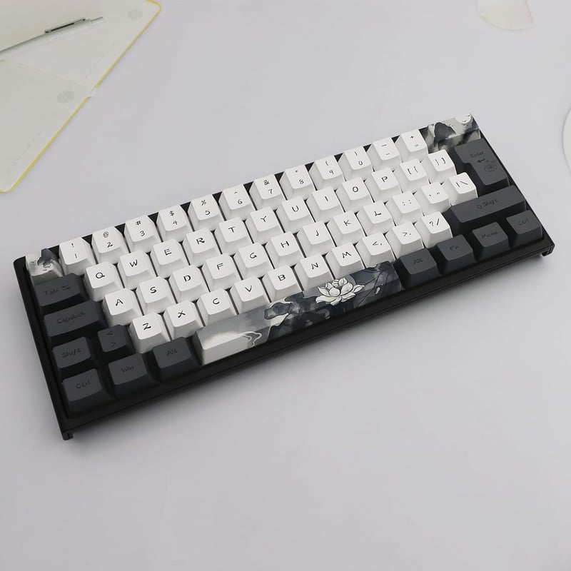 JSJT Ink Lotus PBT Mechanikus Billentyűzet Keycap szett 140 gomb OEM profil