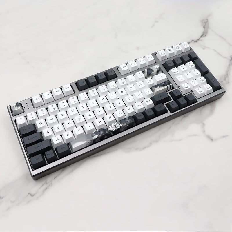 JSJT Ink Lotus PBT Mechanikus Billentyűzet Keycap szett 140 gomb OEM profil