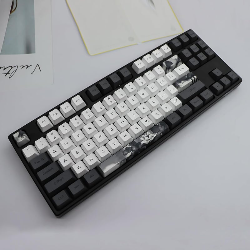 JSJT Ink Lotus PBT Mechanikus Billentyűzet Keycap szett 140 gomb OEM profil