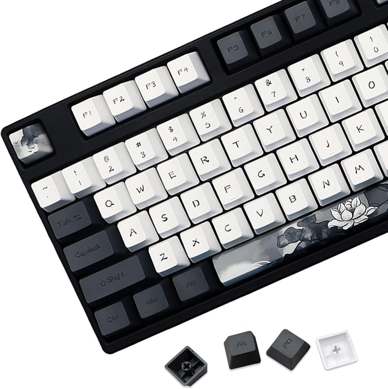 JSJT Ink Lotus PBT Mechanikus Billentyűzet Keycap szett 140 gomb OEM profil