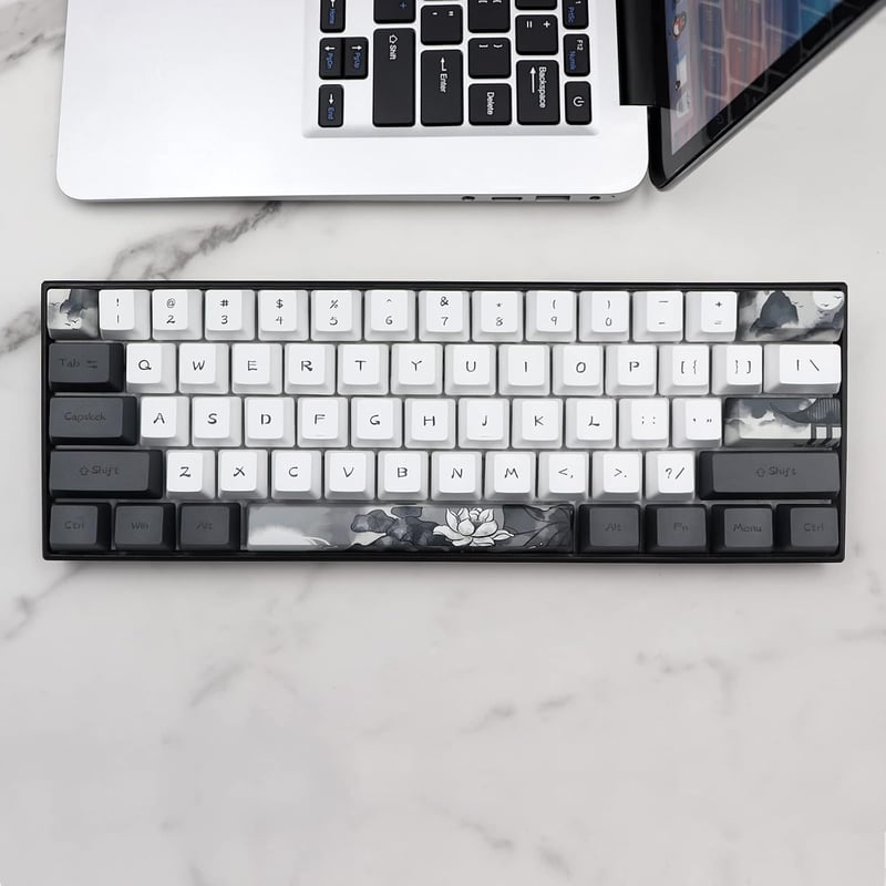JSJT Ink Lotus PBT Mechanikus Billentyűzet Keycap szett 140 gomb OEM profil