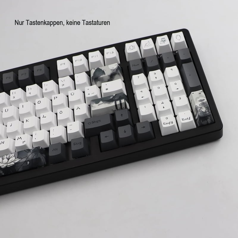 JSJT Ink Lotus PBT OEM Billentyűzet Keycap Készlet 140 Gomb Német Kiosztás