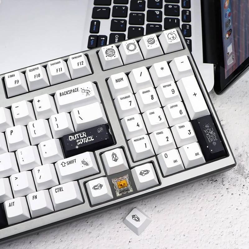 JSJT Space Theme PBT Keycaps 138 Billentyű Cherry Profile Mechanikus Billentyűzet