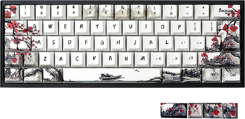 JSJT Szilva Virág 60% PBT Keycap szett Cherry MX mechanikus billentyűzethez - 80-us