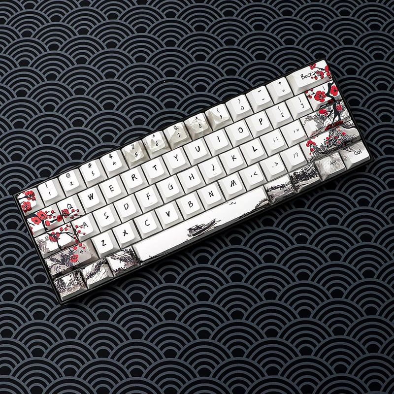 JSJT Szilva Virág 60% PBT Keycap szett Cherry MX mechanikus billentyűzethez - 80-us