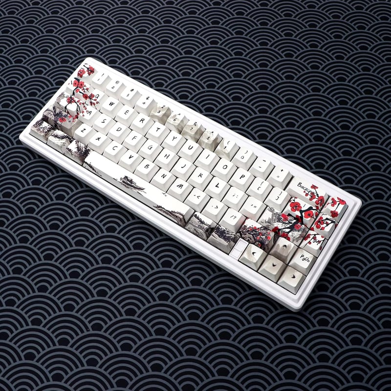 JSJT Szilva Virág 60% PBT Keycap szett Cherry MX mechanikus billentyűzethez - 80-us