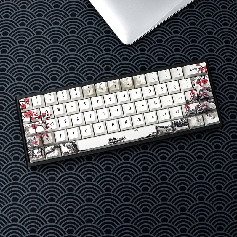 JSJT Szilva Virág 60% PBT Keycap szett Cherry MX mechanikus billentyűzethez - 80-us