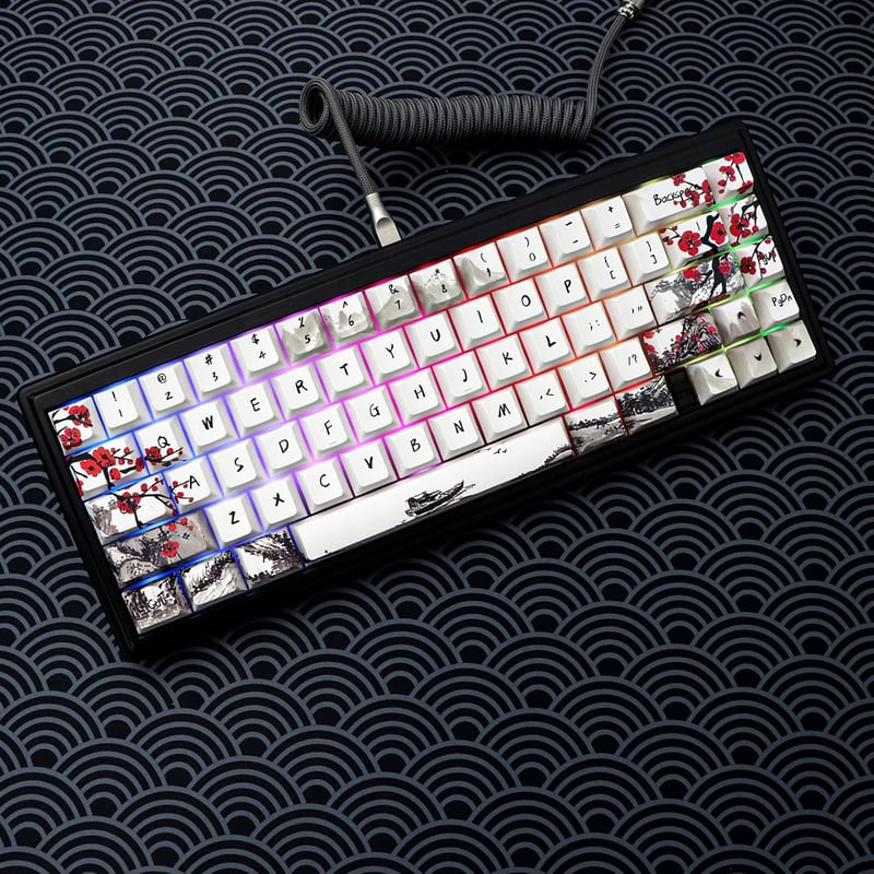 JSJT Szilva Virág 60% PBT Keycap szett Cherry MX mechanikus billentyűzethez - 80-us